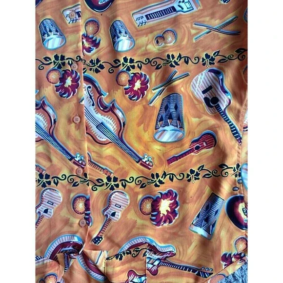 Vintage Koman Button Up Shirt Men's Size XL Tropical Graphic Orange Short Sleeve - Picture 3 of 7